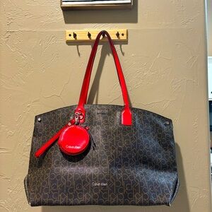 Calvin Klein Monogram Tote with coin purse